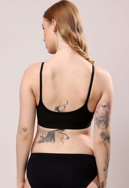 Image of London Hills Women's Cotton Sports Bra for Women Solid Bra Wireless & Non Padded Full Coverage Soft Hold Straps Super Combed Cotton Elastane Stretch Full Coverage Slip-On Active Bra