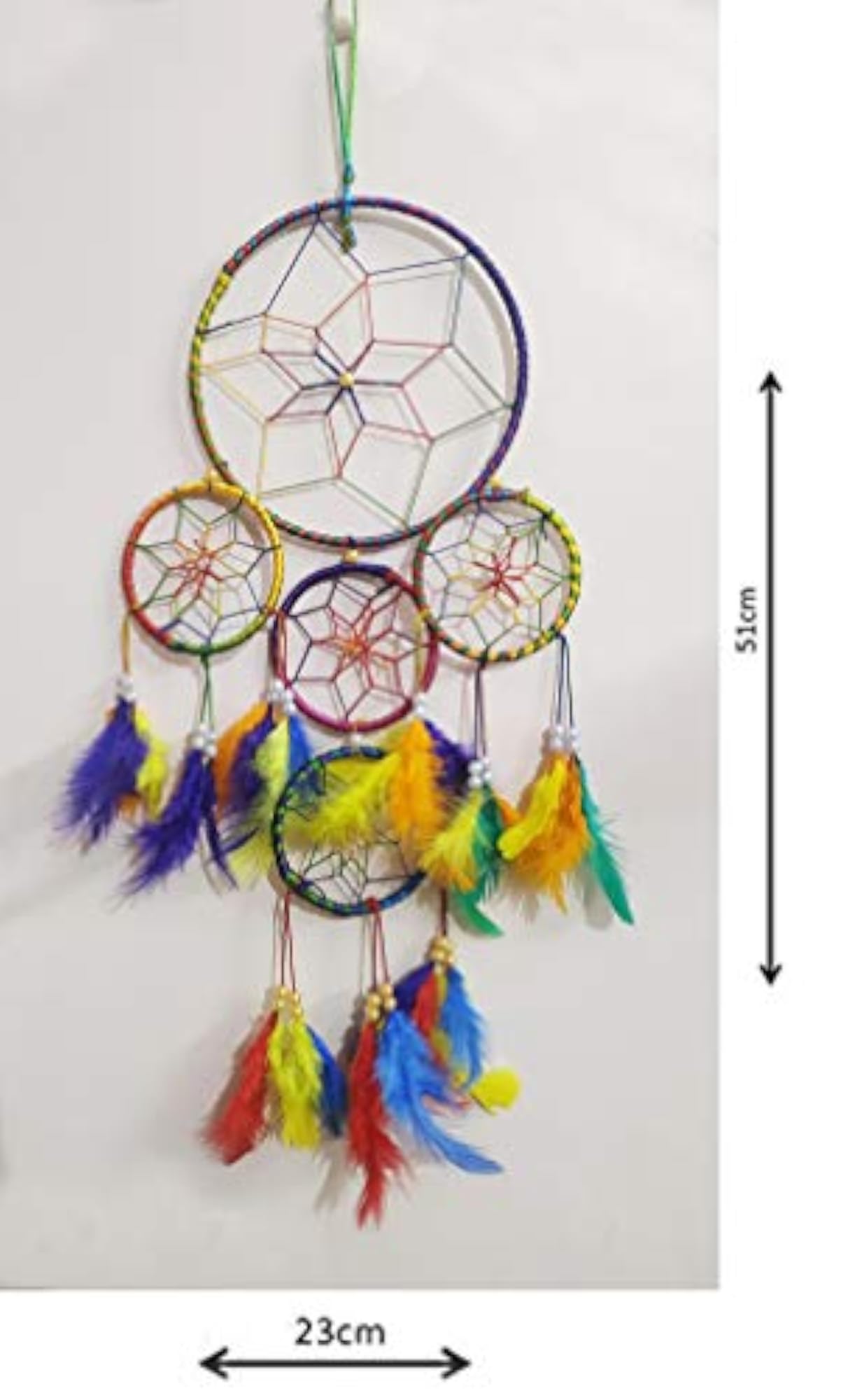 5 Rings Multi Color Dream Catcher Decorative Showpiece