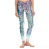 Diseño: Leggings a escala de impresión de sirena con diseño de estampado de aletas, tejido transpirable y no transparente suave y cómodo, longitud de tobillo, altura media