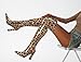 Aachcol Womens Patent Leather Fashion Over The Knee High Boots Chunky Block High Heel Thigh High Boots Pointed Toe Zipper Sexy High Heel Long Boots Brown Leopard 13 M US