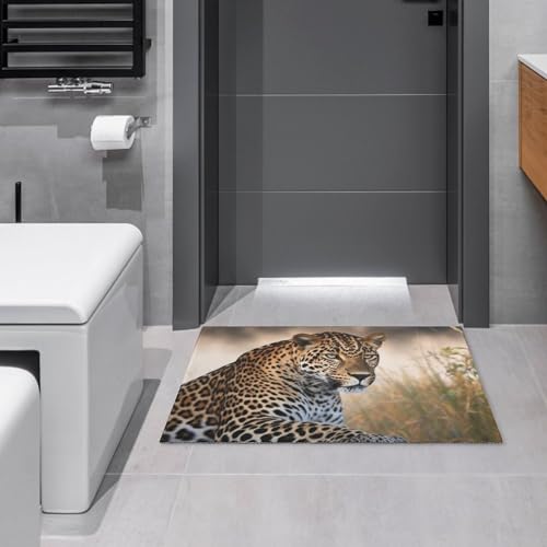 Tapis de cuisine absorbant et antidérapant motif léopard chic