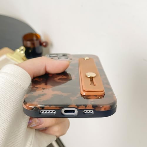LAPOPNUT for iPhone 14 Case with Wrist Strap, Cheetah Leopard Tortoise Shell Print Shockproof Soft TPU Protective Case for Women Girls, Slim Anti Scratch Case for iPhone 14 6.1 Inch,Brown by LAPOPNUT - Used condition - Image 5