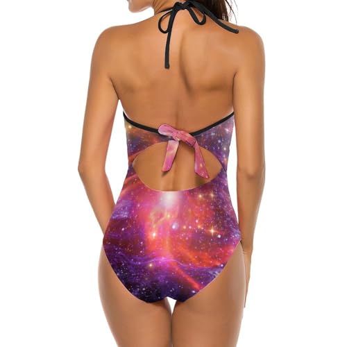 Bikini set une pièce imprimé galaxie violette au tissu extensible premium