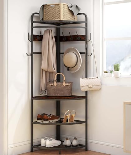 Nisorpa Ecke Garderobenständer 180cm, Eckgarderobe-Mit 11 Haken,...