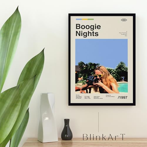 Image of BLINKART Boogie Night Movie Poster Frame 8x12 Inch | Premium 300 GSM Paper Wall Print | Mid Century Vintage Film Artwork for Home, Bedroom, Living Room, Office | Framed Photo Decor
