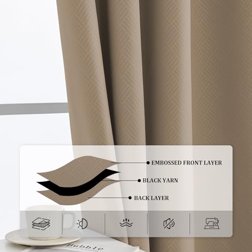 Ystyle Verdunklungsvorhänge 2er Set, Thermovorhang Gegen mit Ösen, 140x300 cm, Modern Gardinen Abdunkelnde Vorhänge Wohnzimmer Schlafzimmer… – Ansicht 6