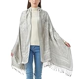 Nonakgado Pashminas for Women-Winter Festival Pashmina Shawls and Wraps Christmas New Year Scarf Gifts(Sy5-Grey White)