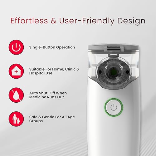 Image of CONTEC NE-M01 Handheld Mesh Nebulizer - Portable Ultrasonic Nebulizer with Fine Mist, Auto Power-Off & Low-Noise Operation - Battery Powered