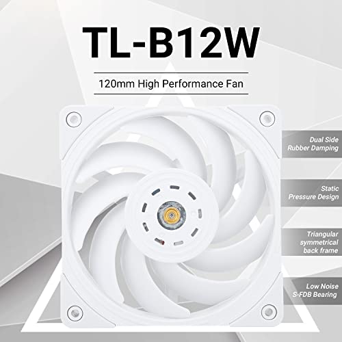 Image of Thermalright TL-B12W 120mm High Performance CPU Fan, S-FDB Bearing, 4-Pin PWM Control, up to 2150RPM Speed, White Static-Pressure Performance Fan,Comes with Red Balancing Clay
