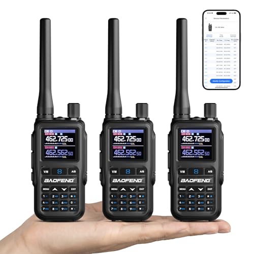 BAOFENG GT-5R Mini 5W Dualband-Handfunkgerät kabellose App-Programmierung 999 Kanäle Dual-PTT USB-C-Aufladung Airband-/FM-Empfänger tragbares Taschen-Walkie-Talkie (3 Packungen Grau)