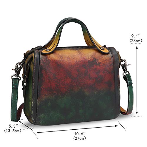 Image of Genuine Leather Satchel Purse for Women Retro Handmade Top Handle Handbag Designer Crossbody Bags