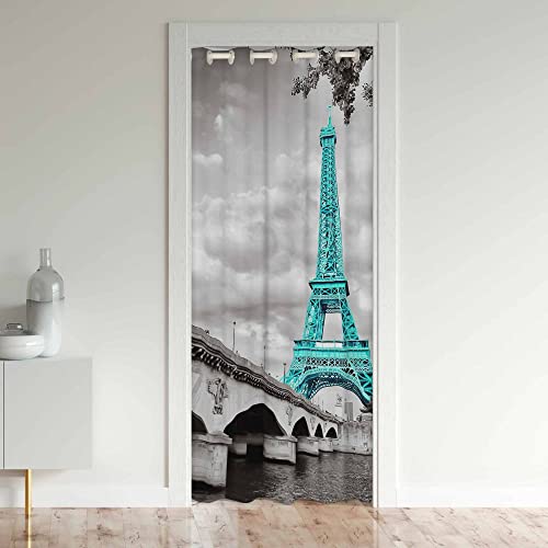 Loussiesd Eiffel Tower Blackout Curtains Window Paris Treatments Doorway Curtain Room Darkening Paris Decor Valentines Thermal Insulated Blackout Curtains for Doors with Windows 86x203cm 1 Panel