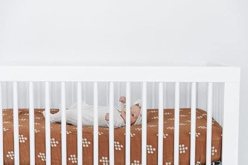Chestnut Textile Muslin Crib Sheet By Mebie Baby, Soft And Breathable Bed Sheets For Babies, Modern Neutral Bedding For Cribs, Standard Crib Mattress Fitted Sheet,Great For Boy Or Girl Room Or Nursery #TOP4