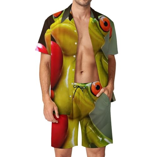 Chemise Hawaïenne Grenouille Amoureuse ensemble contre la chaleur avec short et pantalon S