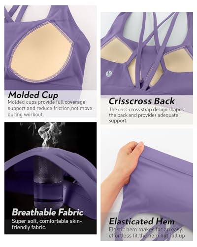 Image of RUNNING GIRL High Impact Sports Bras for Women - Scoop Neck Strappy Sports Bra High Support Moulded Cup Workout Bra