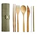 Ensemble Couverts Bambou,1 Jeu Couverts en Bambou Réutilisables,Apportez Un Sac,Couverts Réutilisables,18cm*22cm,Large Gamme D'applications,Utilisé Pourles Pique-Niques,Le Camping,Les Voyages(Vert)