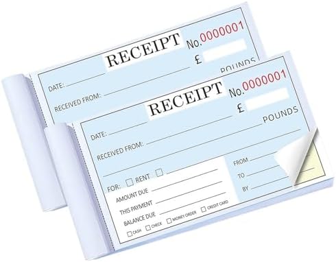 Wonninek Duplicate Receipt Book Numbered 200 Sets Carbonless Cash ...