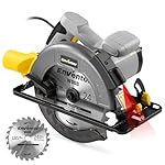Enventor 1400W Sierra Circular con Guia, Sierra Ci...: 【Potente motor de cobre puro】El potente motor de cobre puro de 1400W ofrece 6000RPM para velocidades más altas y cortes más rápidos para cortar fácilmente pisos laminados, madera, plástico, tubos de PVC y placas de yeso. (Nota: Al instalar/reemplazar...