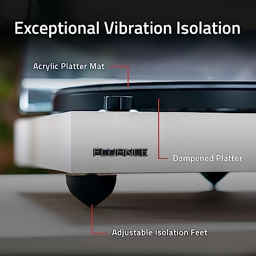 Fluance RT81+ Elite High Fidelity Vinyl Turntable Record Player, Audio Technica VM95E Cartridge, Anti-Resonant Platter, Acrylic Mat, Phono Preamp Wood Plinth Adjustable Isolation Feet - Natural Walnut