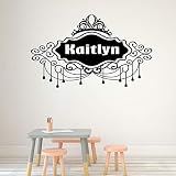 NSRJDSYT Nome Monogram Wall Stickers Ragazze Nome del Bambino Wall Art Decal Nursery Vinyl Art Decal Child's Room Wall Decor 117x71cm