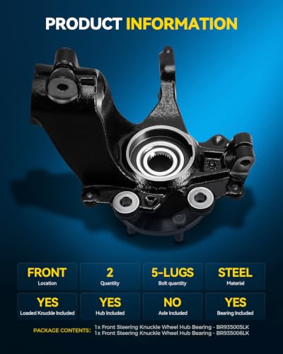 Image of PHILTOP 2PCS Front Steering Knuckle & Wheel Bearing Hub Assembly Compatible with Ford Focus 2012-2018, Passenger and Driver Side Replaces BR935005LK BR935006LK