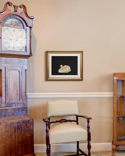 viyyiea gold framed wall art canvas print home decor vintage swan decoration grace swan art painting pictures rustic bathroom wall decor animal farmhouse artwork for living room bedroom office 13x16in