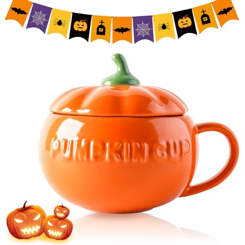 Taza De Calabaza De Halloween - Cerámica Decorada, Divertida y Linda Para Cereal - Capacidad De 300 Ml