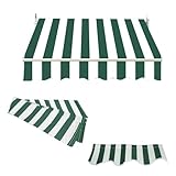 YCBTPS Ersatz Für Einziehbare Klemmmarkise, Terrasse Sonnenschutz Markisentuch Ersatzstoff, Garten Markise Ersatztuch Überdachung Markisenbespannung Canvas(Green,5x3.5m(16x12ft))
