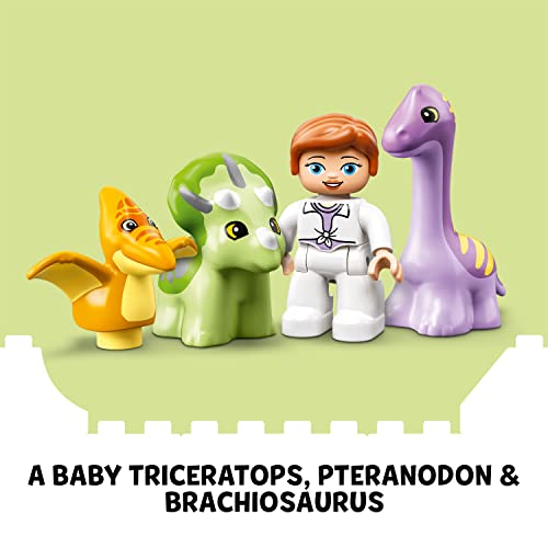 Image of LEGO 10938 DUPLO Jurassic World Dinosaur Nursery with Baby Dino Figures and Triceratops, Toys and Stones for Toddlers from 2 Years, Girls and Boys