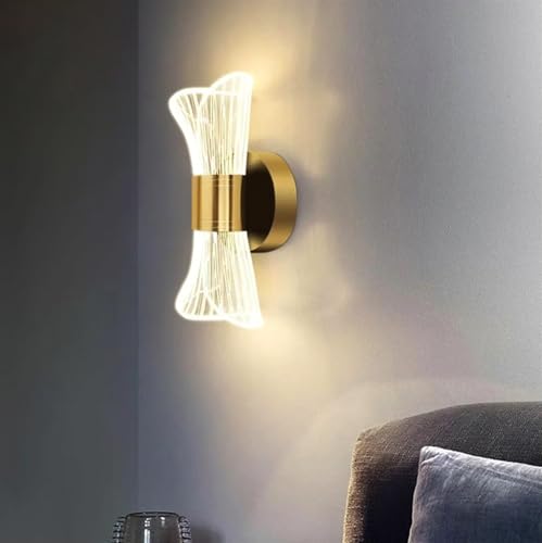 Image of Groeien Pack of 2 |12W | 3 Color LED Nordic Sconce Luxe Wave Transparent Indoor Home Acrylic Wall Lamp for Bedroom Living Room Corridor Lighting Fixtures Wall Mount(Warm+Natural+Coolwhite)