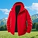 Raincoat for Men Waterproof with Hood Casual Long Sleeve Zipper Outdoor Jacket Fashion Solid Color Climb Rain Jacket Red X-Large