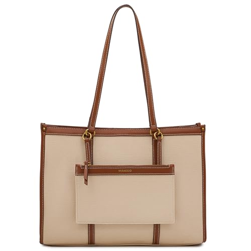 Image of Miraggio Women's Caitleen Solid 14 Inch Tote Bag With 3 Compartments | Tote Bags For Women Office Use Work & Travel Handbag