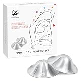 Silver Nursing Cups, 999 Silver Nipple Shields Fine Quality Silver Nipple Covers Breastfeeding, Nipple Guards Ergonomic Design, Silver Nursing Cups for Sore Nipples, Heating/Cooling, Christmas Gifts