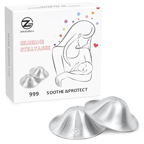 Image of Silver Nursing Cups, 999 Silver Nipple Shields Fine Quality Silver Nipple Covers Breastfeeding, Nipple Guards Ergonomic Design, Silver Nursing Cups for Sore Nipples, Heating/Cooling, Christmas Gifts
