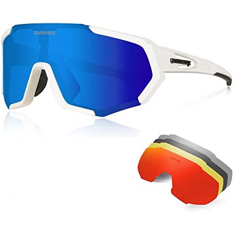 Queshark Sportbrillen Fahrrad Brillen Damen Herren Polarisierte UV400 Schutz Cover