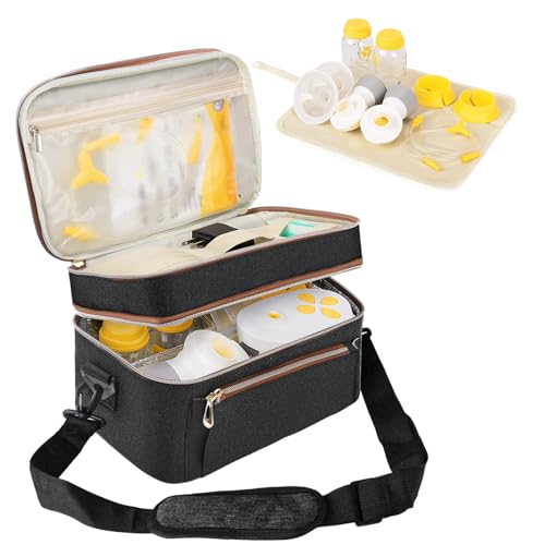 Image of Widitn Breast Pump Bag, Wearable Breastfeeding Pump Bag Adjustable Velcro for Wearable Breast Pumps, Bottles, Pump Parts, and Ice Pack, Working Mom Breast Pump Carrying Case with Widen Strap