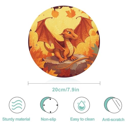Planche à découper ronde en verre dragon orange pour chef - 3