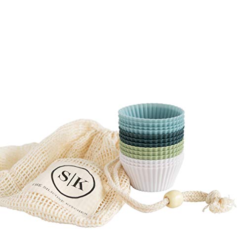 The Silicone Kitchen Reusable Silicone Baking Cups - Non-Toxic, Bpa Free, Dishwasher Safe ((White, Navy, Sage Green, Dusty Blue), Standard) #TOP1