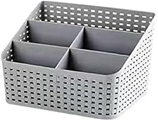 TSKDKIT Plastic Storage Basket Organizer Cosmetic Storage Box Desk Tidy Organizer Plastic Storage Case with 5 Compartments Grey Cosmetic Organiser Desk Box for Bedroom, Bathroom, Kitchen etc
