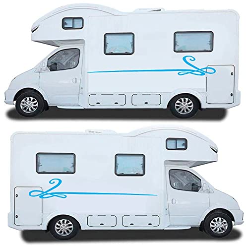 Caravan, Camper, Van or Car Stickers - Vinyl Decorative Exterior Vehicle Side Strips (Thin Strip Light Blue, Medium)