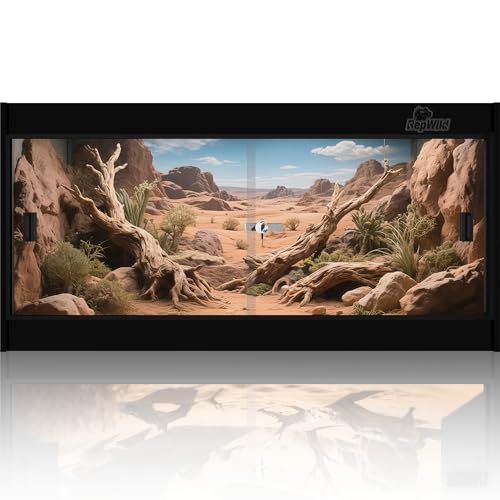 4x2x2 (120 Gallon) PVC Reptile Enclosure, RepWild Terrarium/Tank with Heavy-Duty Screen Top, Glass Sliding Doors & Lock for Bearded Dragons, Ball Python, Geckos, Lizards