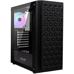 Ventilador Oryx Noua Oryx Caja PC Gaming RGB ATX, Micro ATX-ITX, Ventilador RGB Rainbow 120mm Preinstalado, Panel Frontal Forma Hexagonal y Panel Lateral de Cristal Templado, USB 3.0, Color Negro