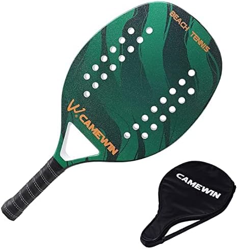 Raquete Verde Para Beach Tennis Profissional Em Fibra Carbono Com...