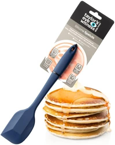 Taylors Eye Witness Large Silicone Denim Blue Flexible Spatula - Dishwasher Safe. Perfect for Non-Stick Pans and for Scraping Bowls. Odour, Stain & Heat Resistant (260°C/500°F). 5 Year Guarantee.