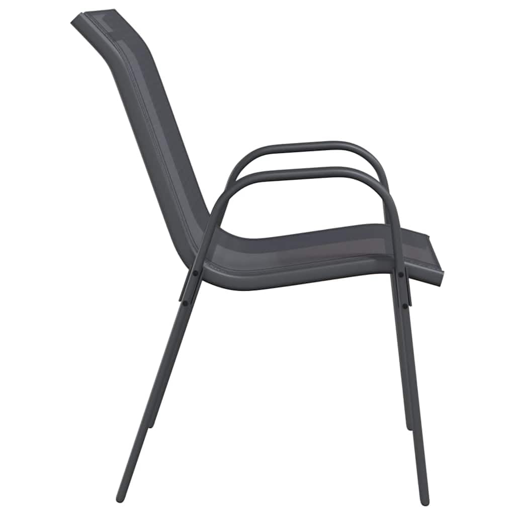 Sedie da giardino impilabili, 4 pezzi, in textilene grigio
