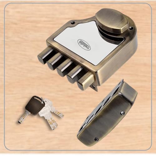 Metallo Plus Pentabolt 1CK Deadbolt for Main Door, Suitable for Right and Left Handed Doors, Inside Opening Wooden Door Lock with 4 Reversible Brass Keys (Anitique, Pentabolt, Ultra Key)