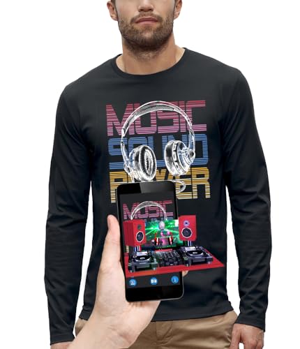 T-Shirt Manches Longues 3D Casque DJ imprimé Music Sound Power streetwear