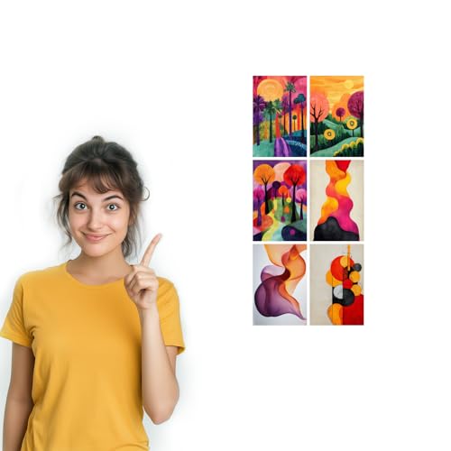 Image of SiddArtify Abstract Tropical Wall Art Prints Set - Colorful Landscape Poster Decor for Living Room Office - Set of 2-4x6 Inch - Board (Pack of 6) - Sticker (Pack of 6)
