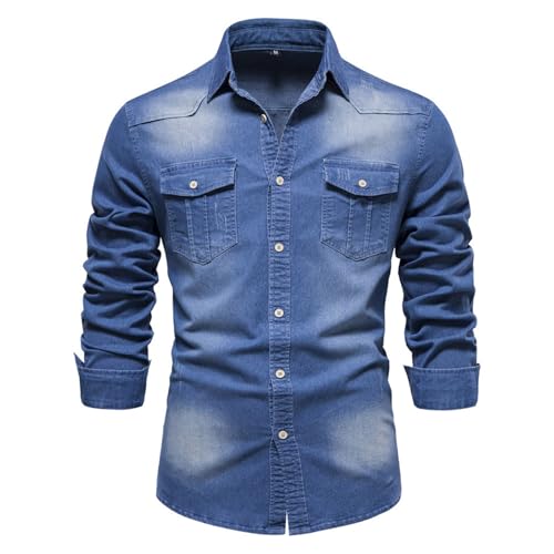 Occasioni: camicie jeans da uomo con vestibilità regolare è adatta per tutte le stagioni e per molte occasioni, come casual, lavoro o puntamento.