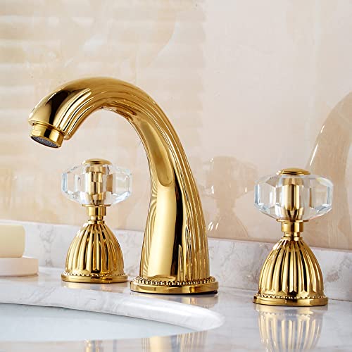 Robinet de salle de bain à trois trous anti-corrosion en cuivre eau chaude froide